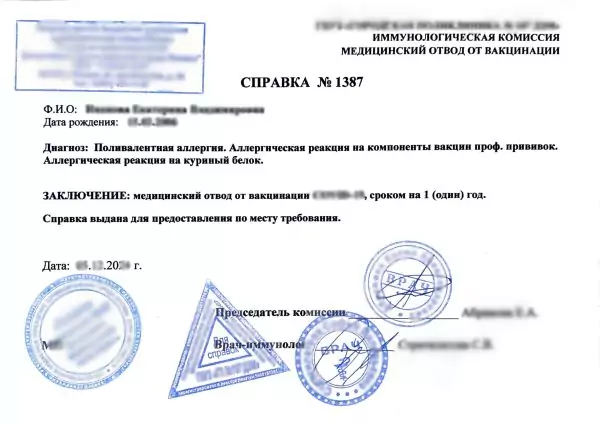 Медотвод от прививок