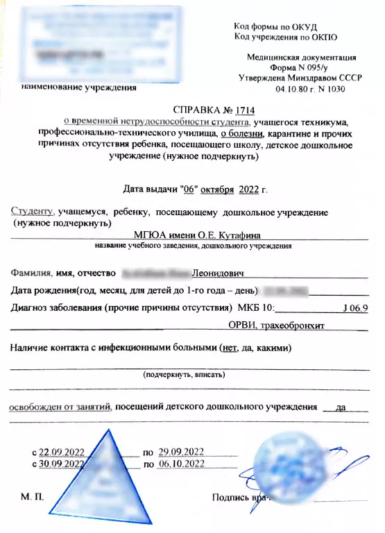 Справка в университет