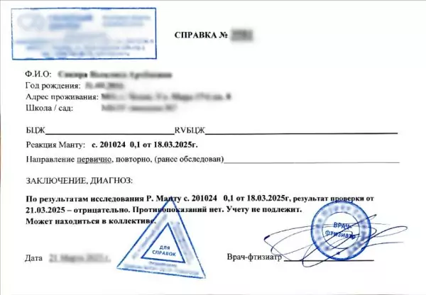 Справка манту