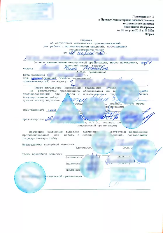 Справка 989Н для работы с гостайной